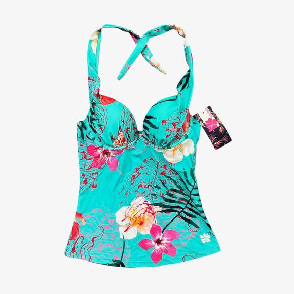 Hapari Tankini Womens 4-6 Small Cypress Rio Push Up Halter Tie Neck SPF 50 Swim - Picture 1 of 11